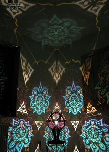 pranaya design and y0y0art's geometric wooden shadow lamp