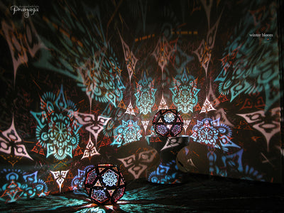 pranaya design and y0y0art's geometric wooden shadow lamp