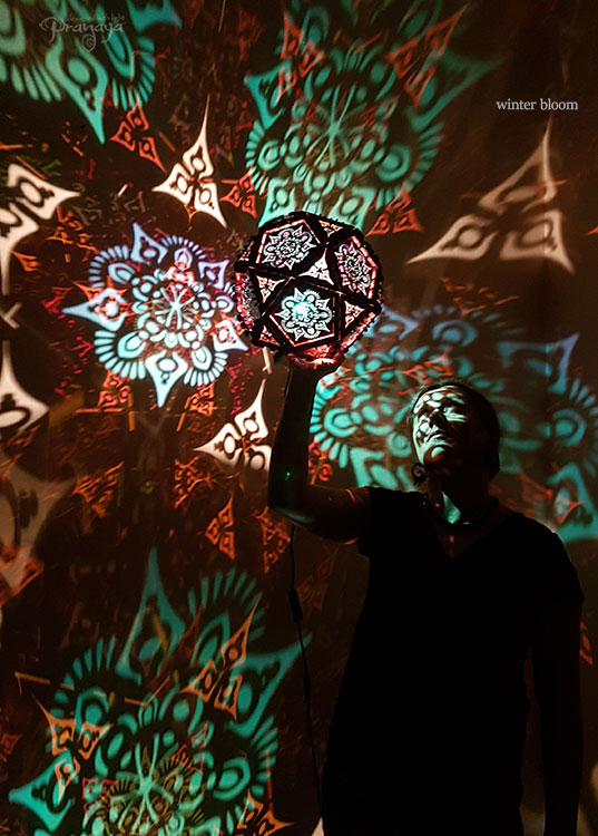 pranaya design creator with the captivating colorful fractal reflective kaleidoscope shadow lamp