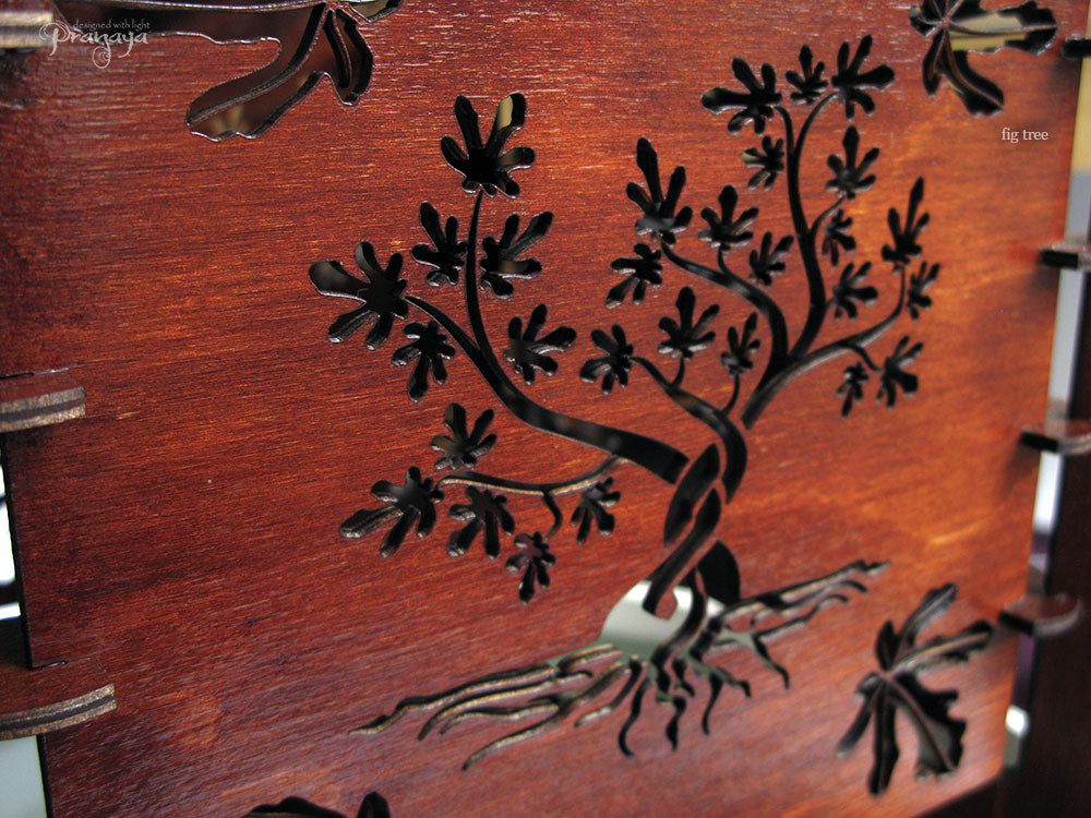 pranaya design wooden decorative small fig tree of life shadow lamp