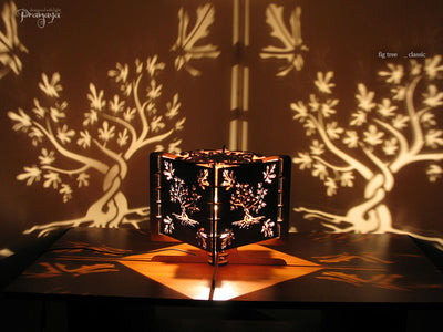 pranaya design wooden decorative small fig tree of life shadow lamp