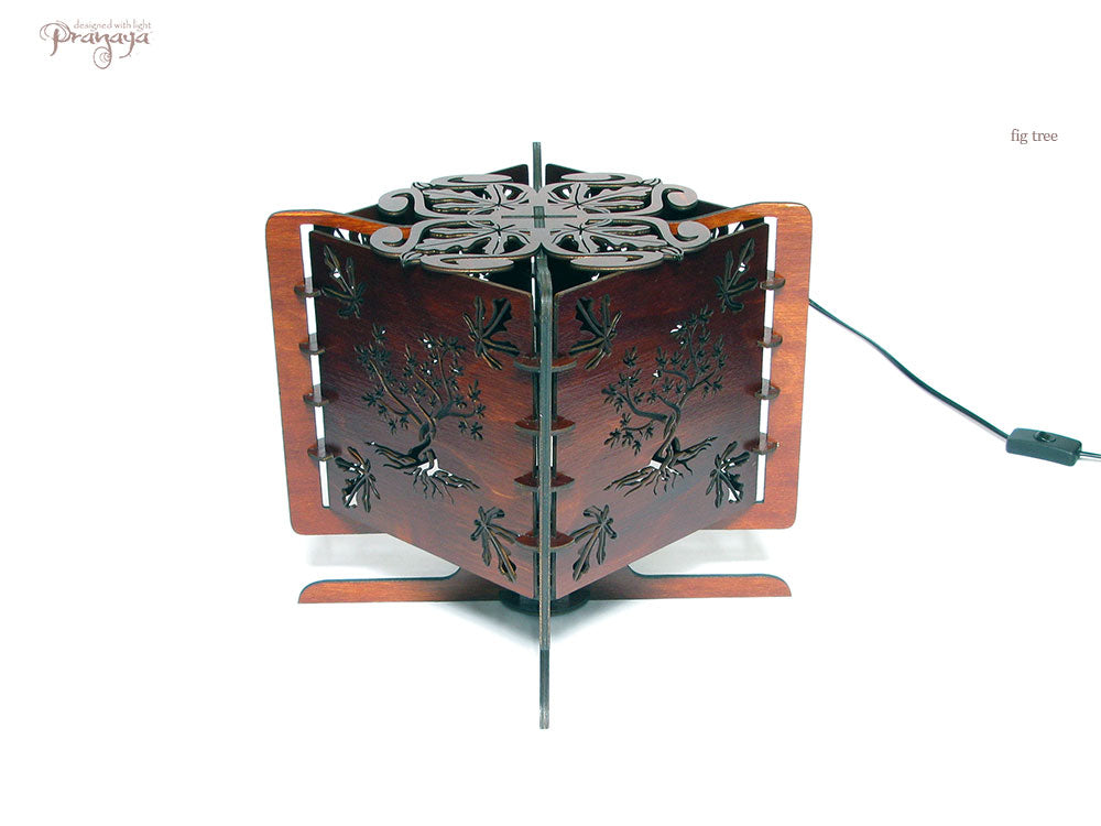 pranaya design wooden decorative small fig tree of life shadow lamp