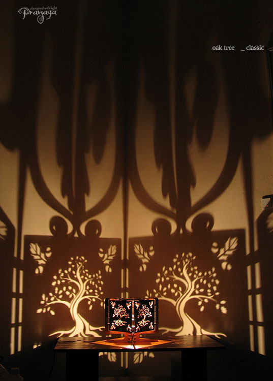 pranaya design wooden decorative tree of life oak shadow lamp